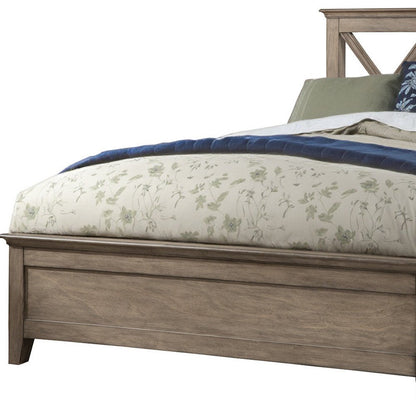 Brown Cross Back Solid Wood Full Bed Frame HomeRoots