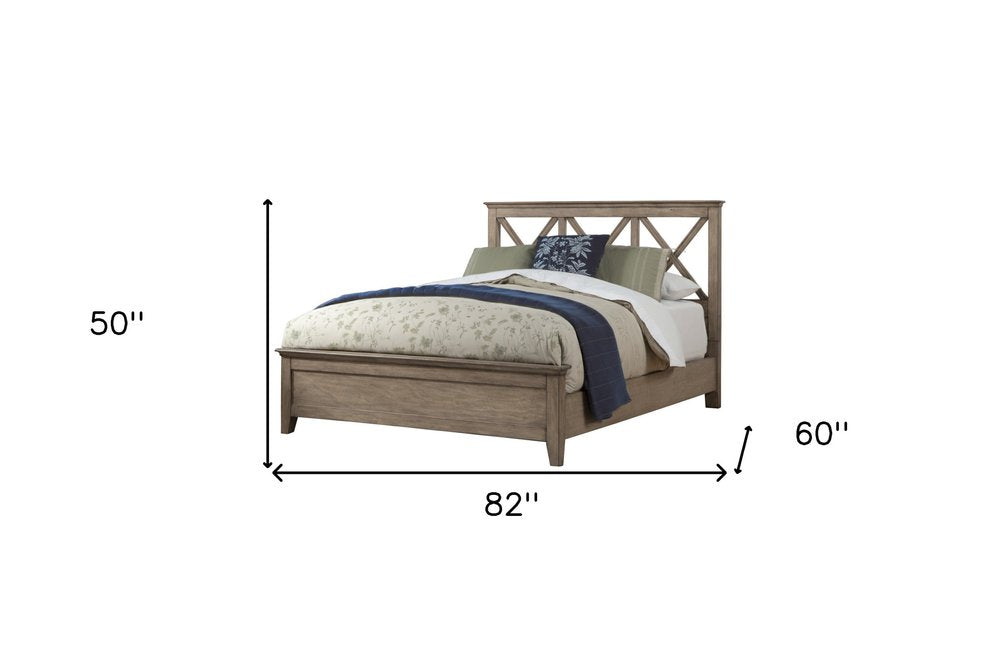 Brown Cross Back Solid Wood Full Bed Frame HomeRoots