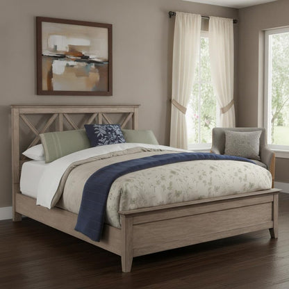 Brown Cross Back Solid Wood Full Bed Frame HomeRoots