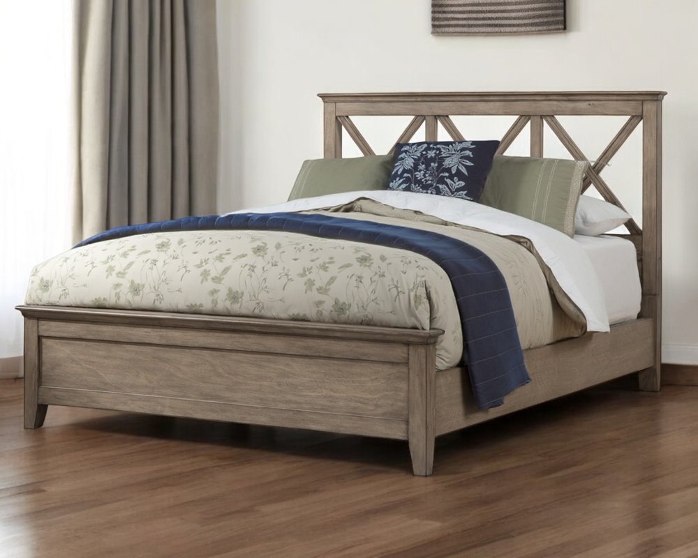 Brown Cross Back Solid Wood Full Bed Frame HomeRoots