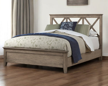 Brown Cross Back Solid Wood Full Bed Frame HomeRoots
