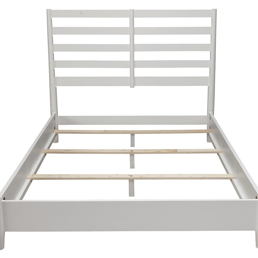 White Slat Back Solid Wood Full Bed Frame HomeRoots