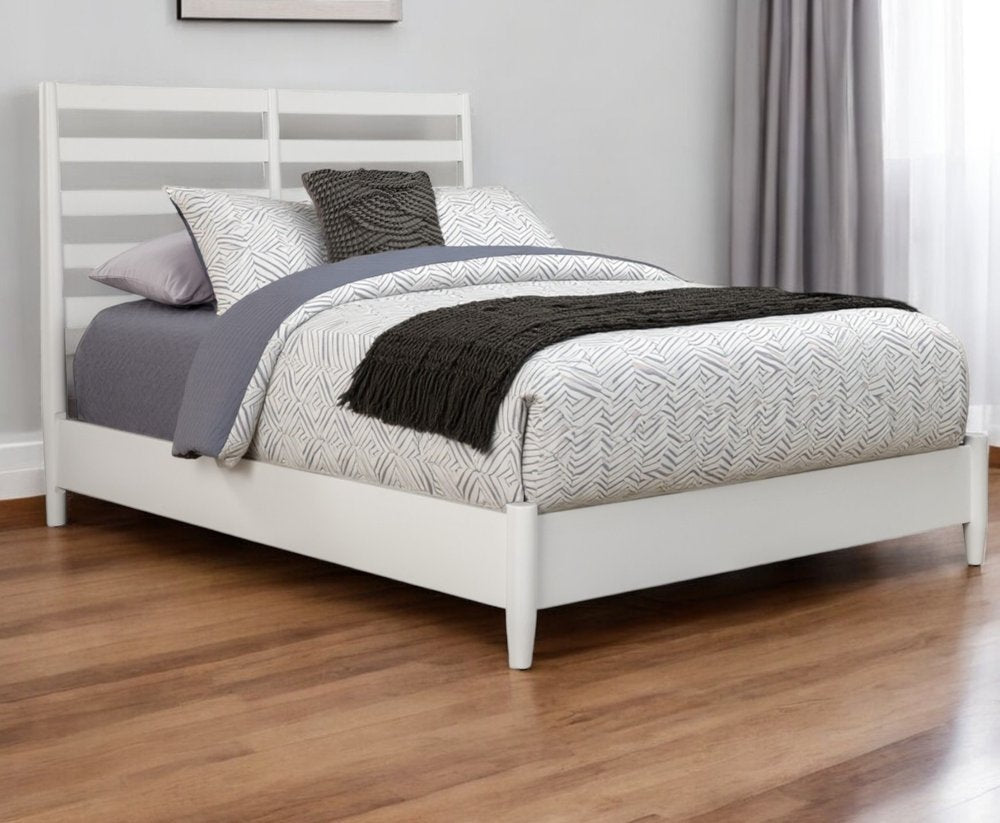 White Slat Back Solid Wood Full Bed Frame HomeRoots