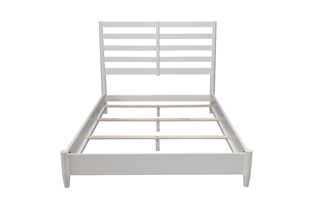 White Slat Back Solid Wood Full Bed Frame HomeRoots