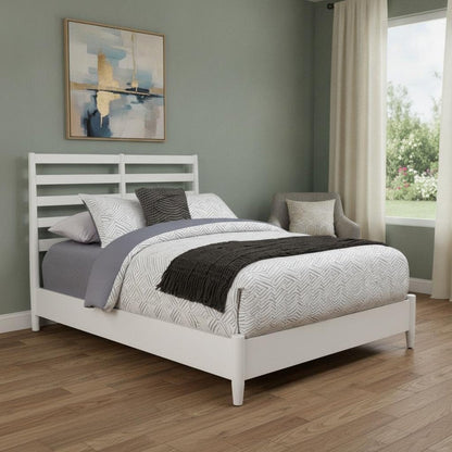 White Slat Back Solid Wood Full Bed Frame HomeRoots