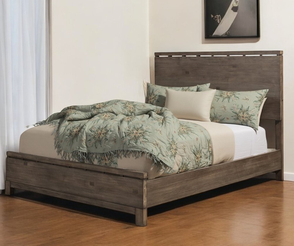 Gray Distressed Solid Wood Full Bed Frame HomeRoots