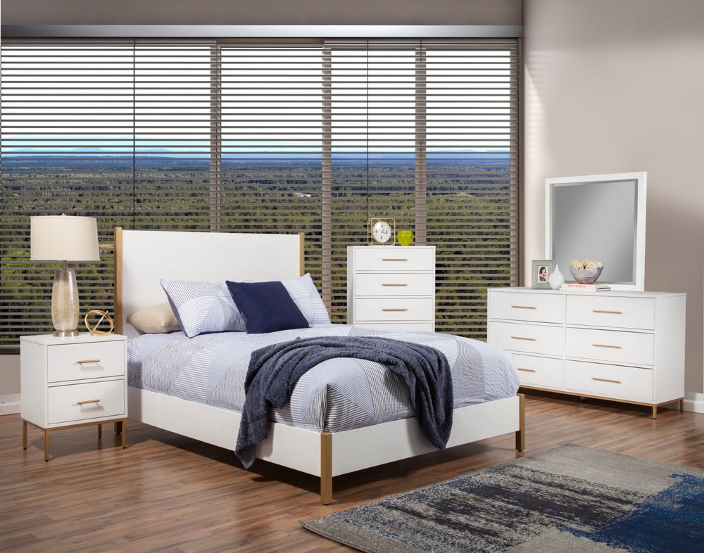 Natural and White Solid Wood And Upholstery Full Bed Frame HomeRoots