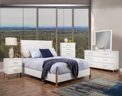 Natural and White Solid Wood And Upholstery Full Bed Frame HomeRoots