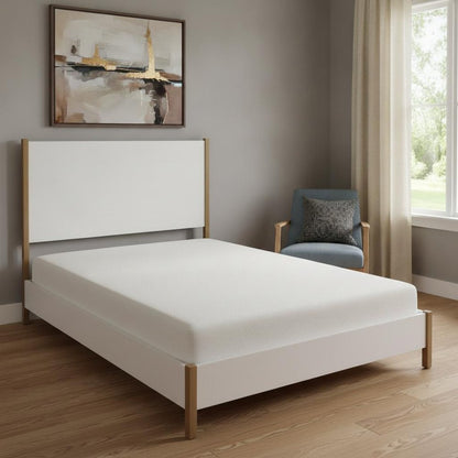 Natural and White Solid Wood And Upholstery Full Bed Frame HomeRoots