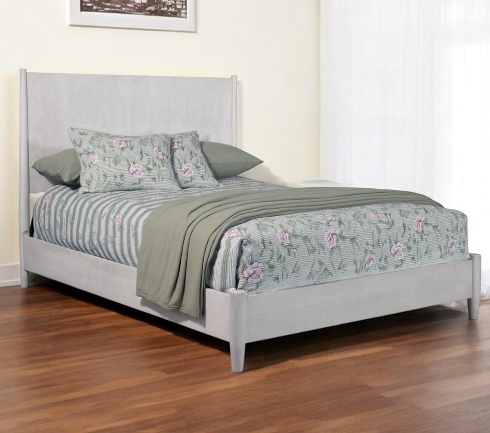 Gray Solid Wood Full Bed Frame HomeRoots
