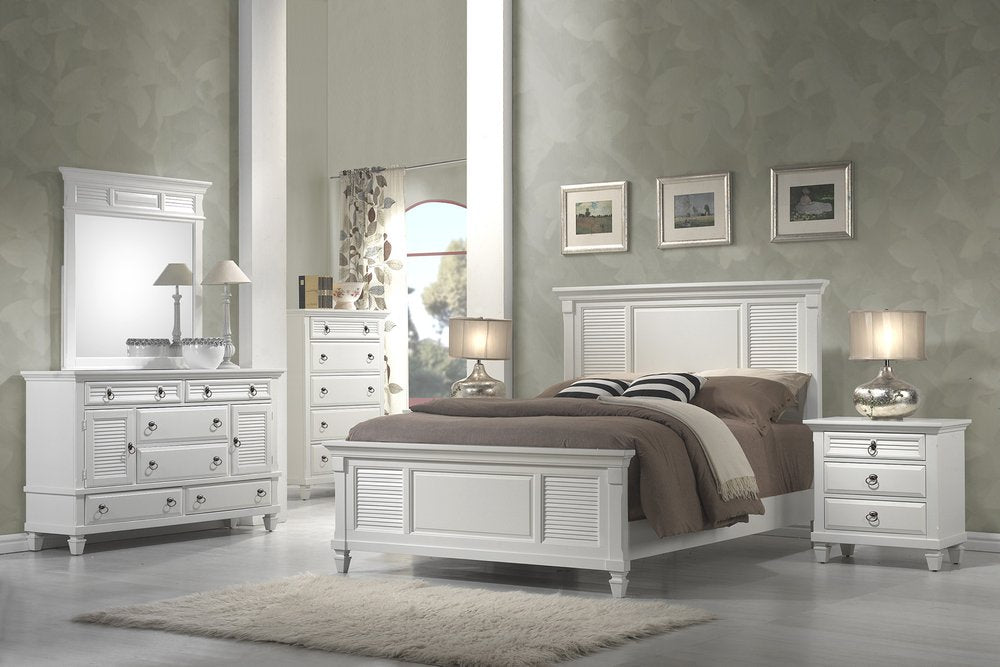 White Ribbed Texture Solid Wood California King Bed Frame HomeRoots