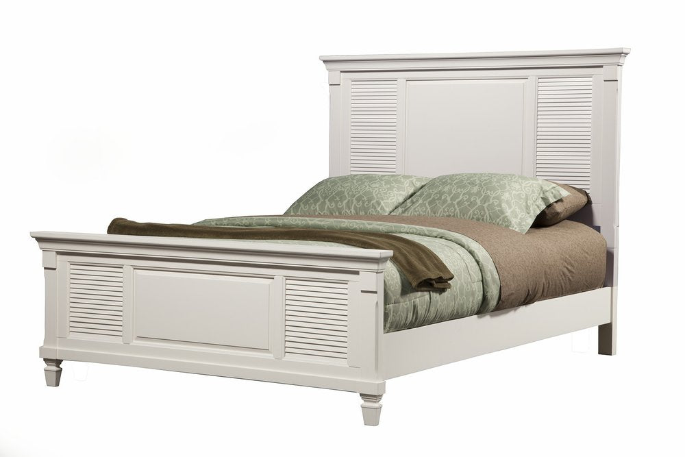 White Ribbed Texture Solid Wood California King Bed Frame HomeRoots