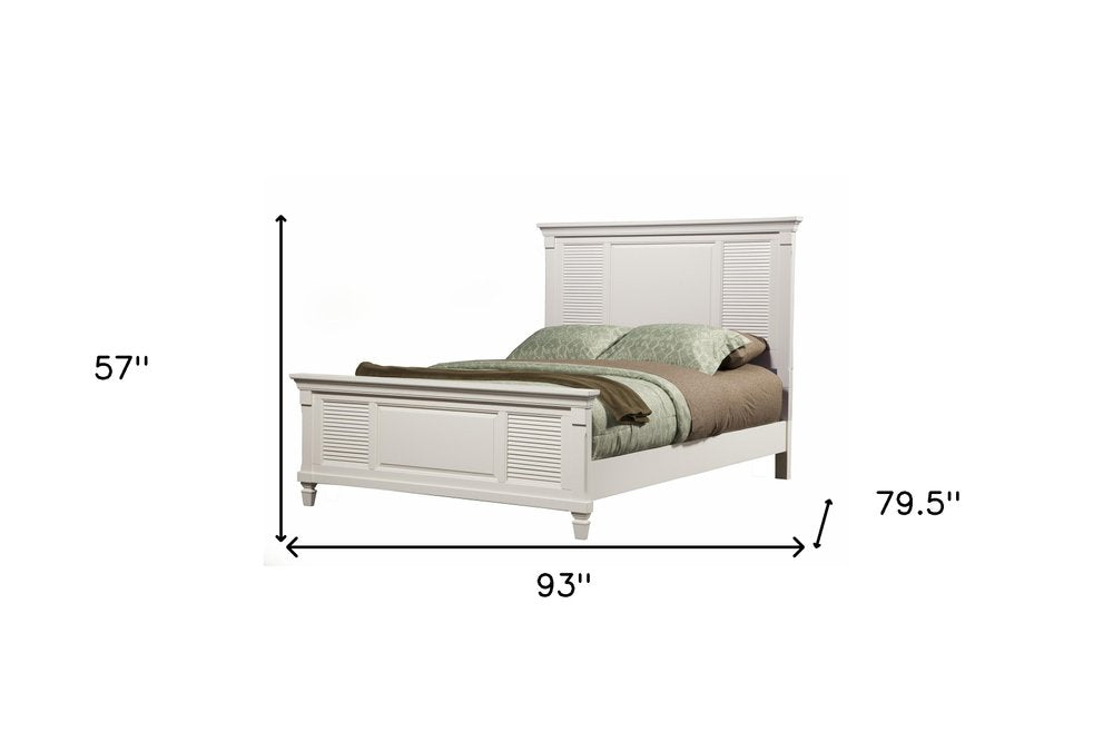 White Ribbed Texture Solid Wood California King Bed Frame HomeRoots
