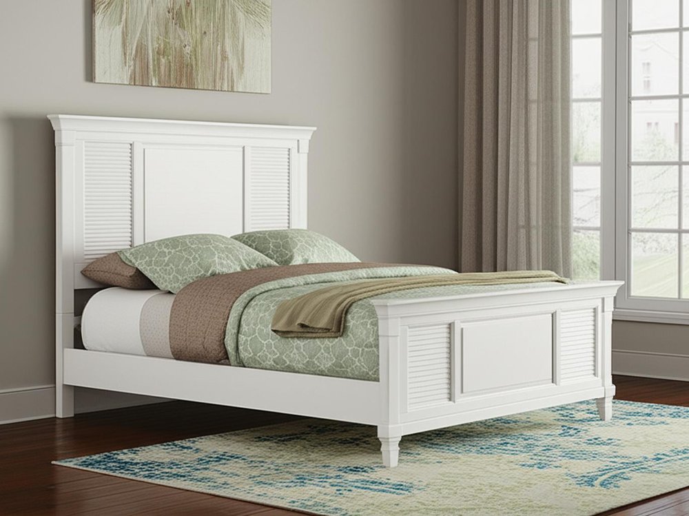 White Ribbed Texture Solid Wood California King Bed Frame HomeRoots