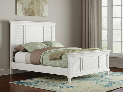 White Ribbed Texture Solid Wood California King Bed Frame HomeRoots