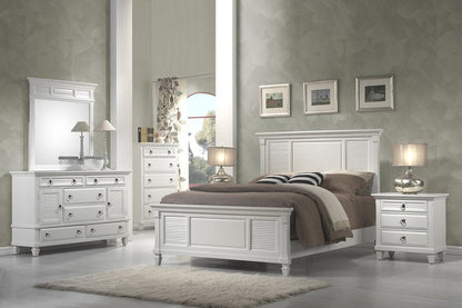 White Ribbed Texture Solid Wood King Bed Frame HomeRoots