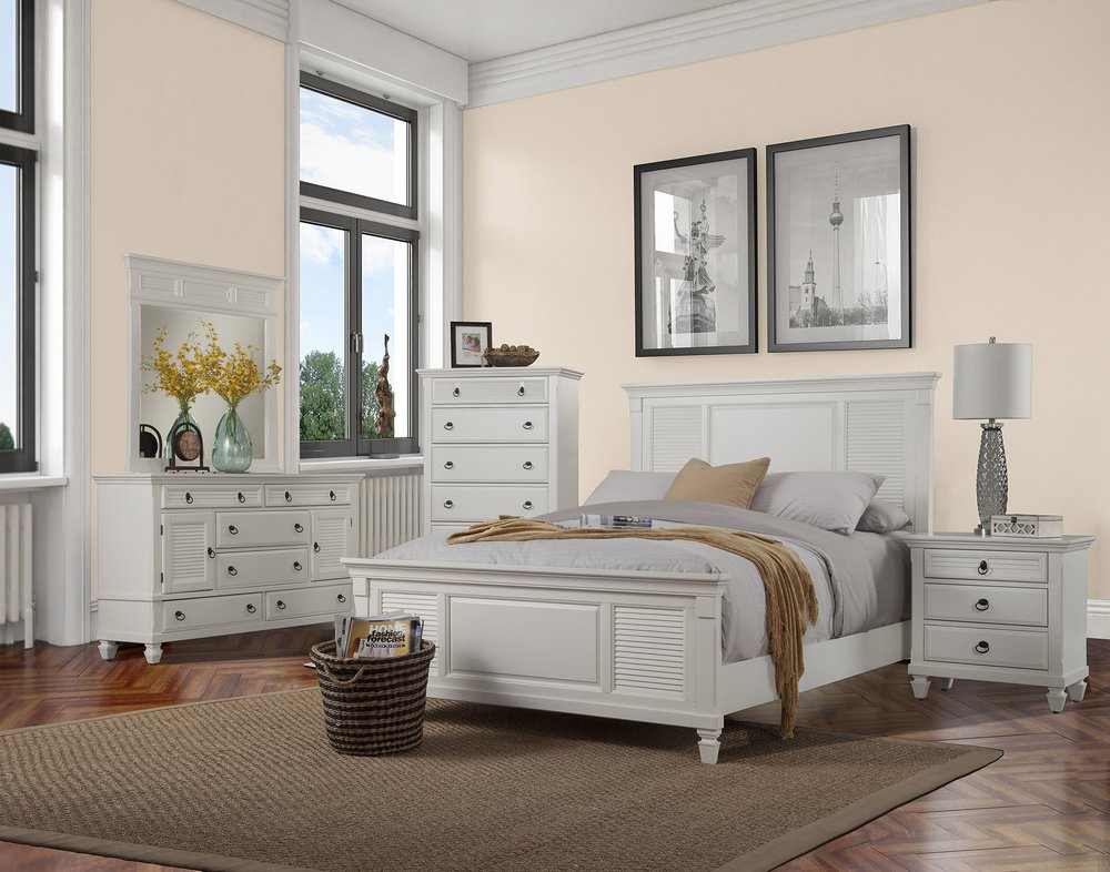 White Ribbed Texture Solid Wood King Bed Frame HomeRoots