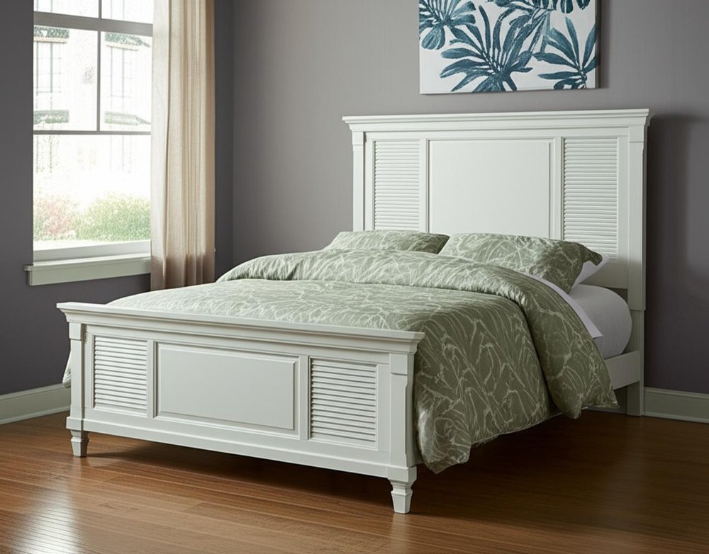White Ribbed Texture Solid Wood King Bed Frame HomeRoots