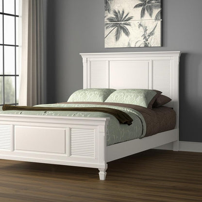 White Ribbed Texture Solid Wood Queen Bed Frame HomeRoots