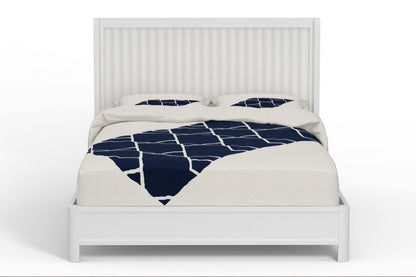 White Ribbed Texture Solid Wood Queen Bed Frame HomeRoots