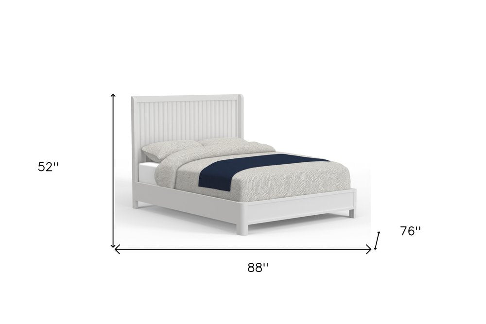 White Ribbed Texture Solid Wood California King Bed Frame HomeRoots