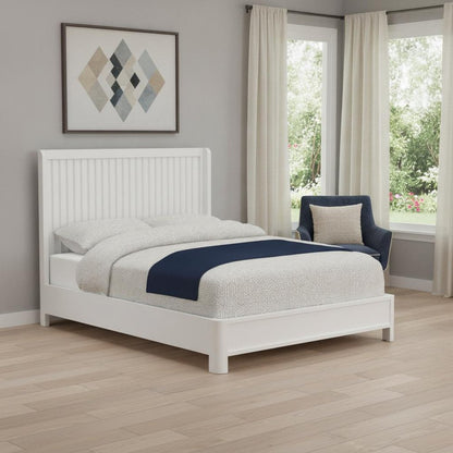 White Ribbed Texture Solid Wood California King Bed Frame HomeRoots