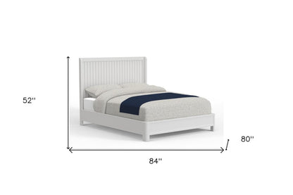 White Ribbed Texture Solid Wood King Bed Frame HomeRoots