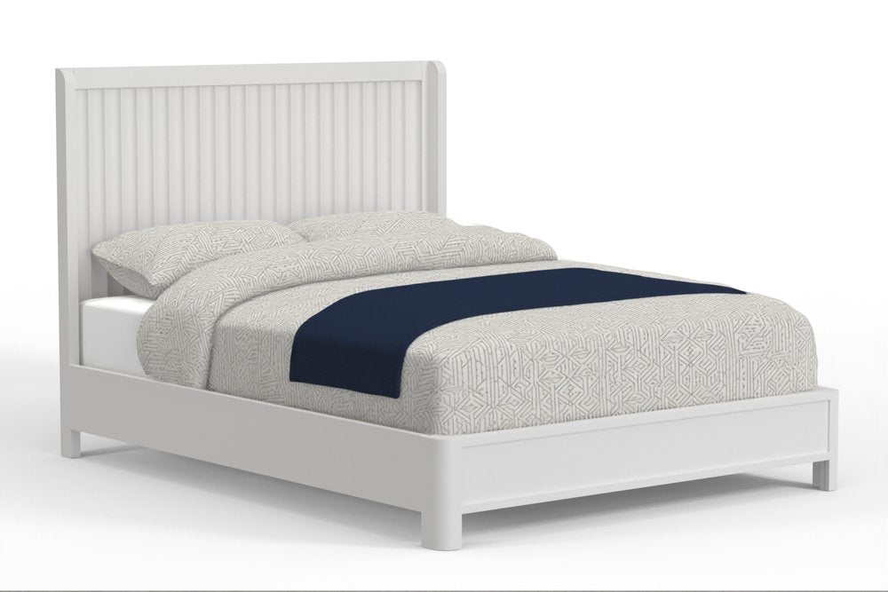 White Ribbed Texture Solid Wood King Bed Frame HomeRoots