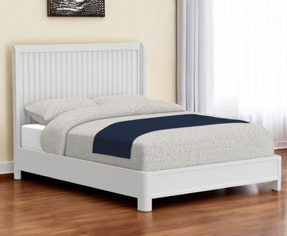 White Ribbed Texture Solid Wood King Bed Frame HomeRoots
