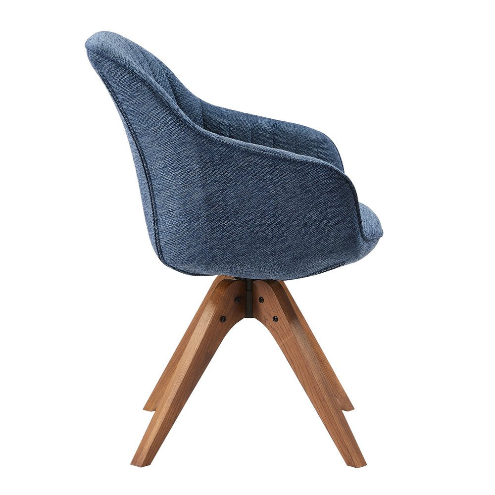 23" Blue Fabric And Natural Swivel Accent Arm Chair HomeRoots