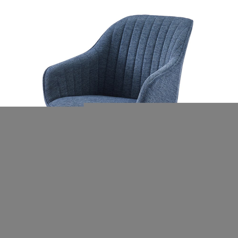 23" Blue Fabric And Natural Swivel Accent Arm Chair HomeRoots