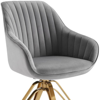 23" Gray Velvet And Gold Swivel Arm Chair HomeRoots
