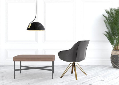 23" Gray Velvet And Gold Swivel Arm Chair HomeRoots