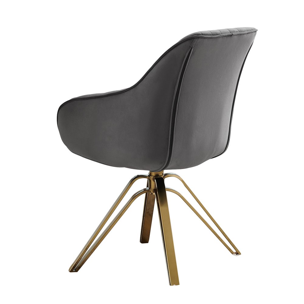 23" Gray Velvet And Gold Swivel Arm Chair HomeRoots