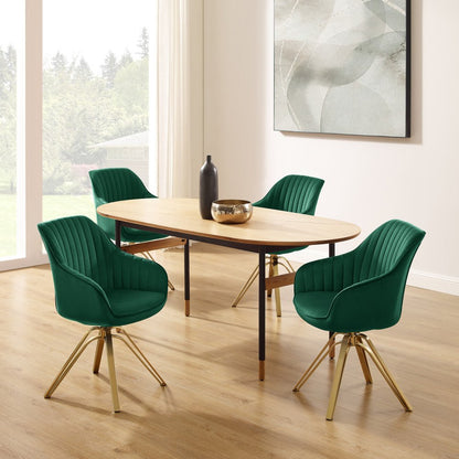 23" Green Velvet And Gold Swivel Arm Chair HomeRoots