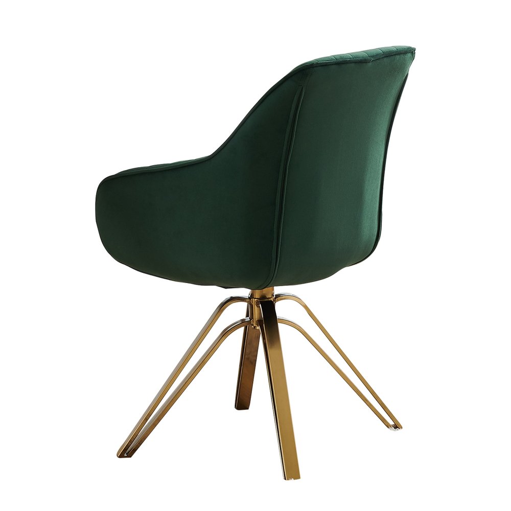 23" Green Velvet And Gold Swivel Arm Chair HomeRoots