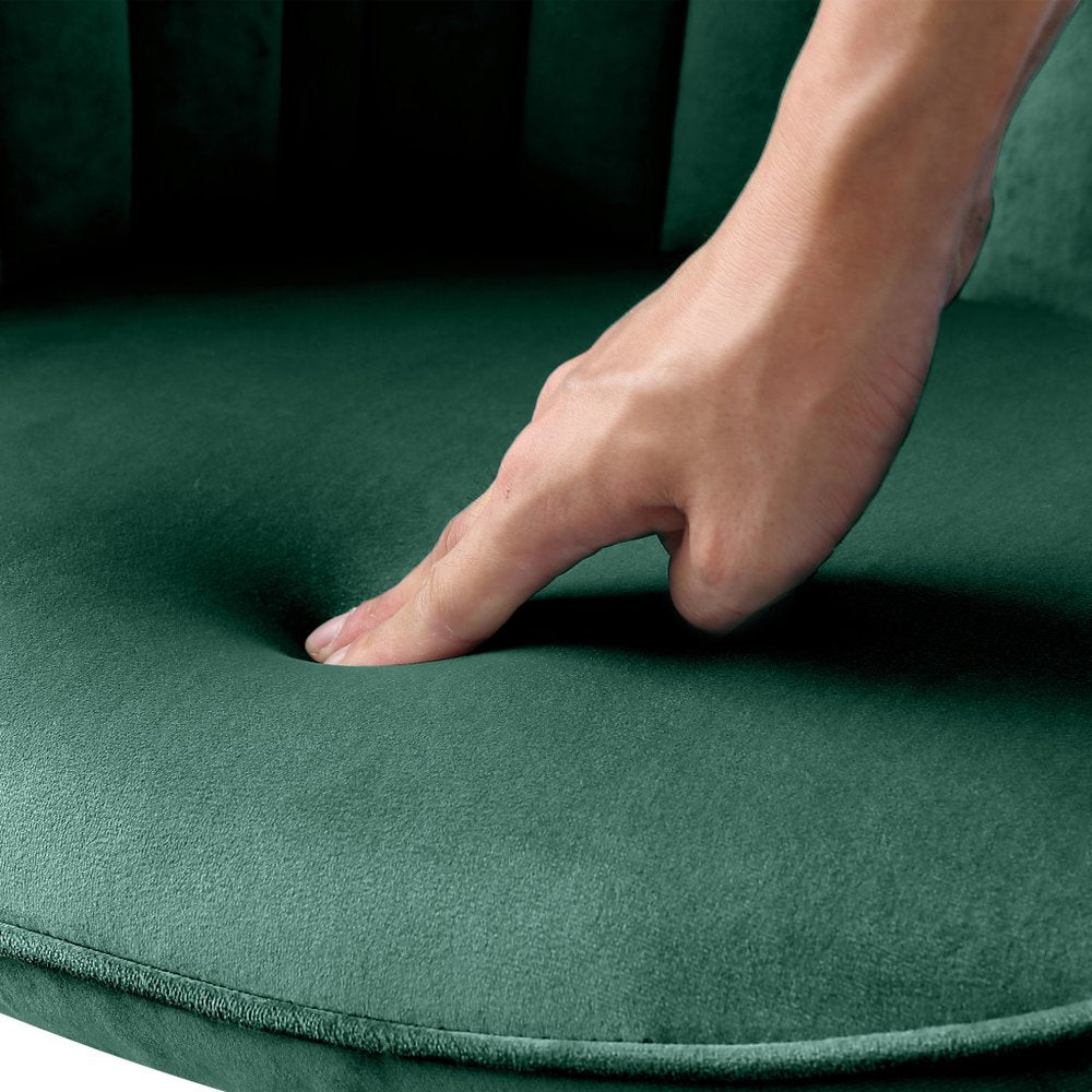 23" Green Velvet And Gold Swivel Arm Chair HomeRoots