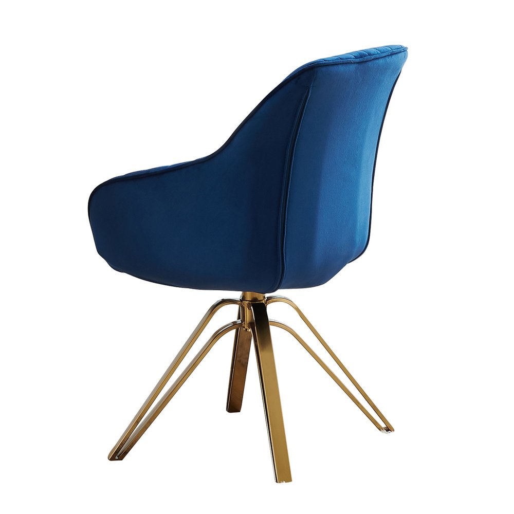 23" Blue And Gold Velvet Swivel Arm Chair HomeRoots