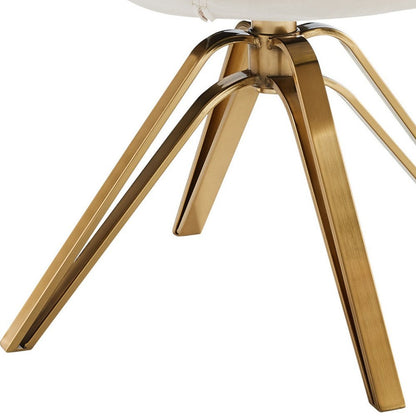 23" Off White And Gold Velvet Swivel Arm Chair HomeRoots