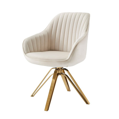 23" Off White And Gold Velvet Swivel Arm Chair HomeRoots