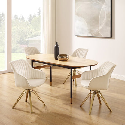 23" Off White And Gold Velvet Swivel Arm Chair HomeRoots