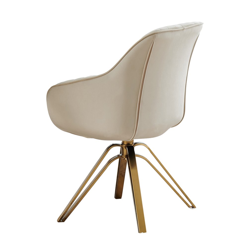 23" Off White And Gold Velvet Swivel Arm Chair HomeRoots