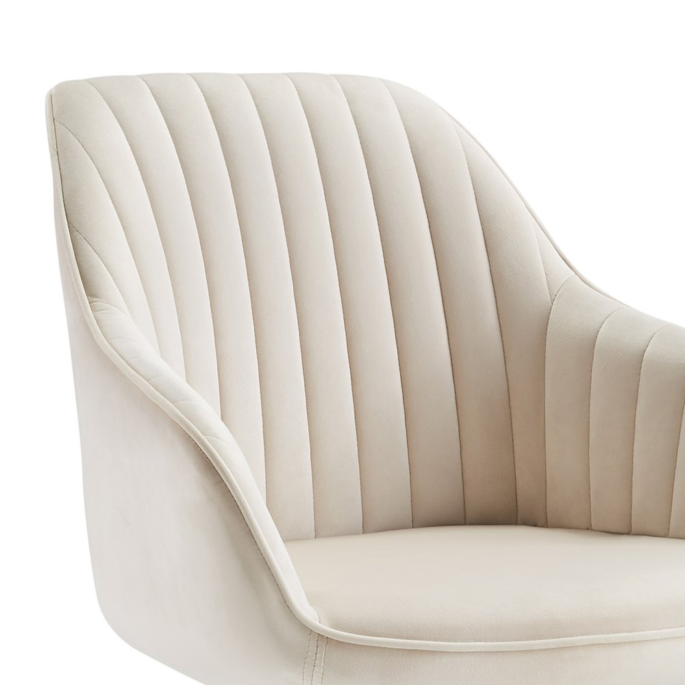23" Off White And Gold Velvet Swivel Arm Chair HomeRoots