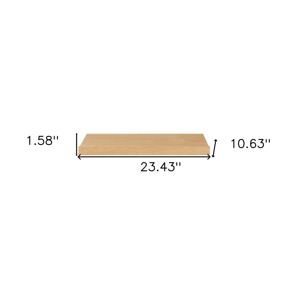 23" Oak Wood Wall Mounted Floating Shelf HomeRoots