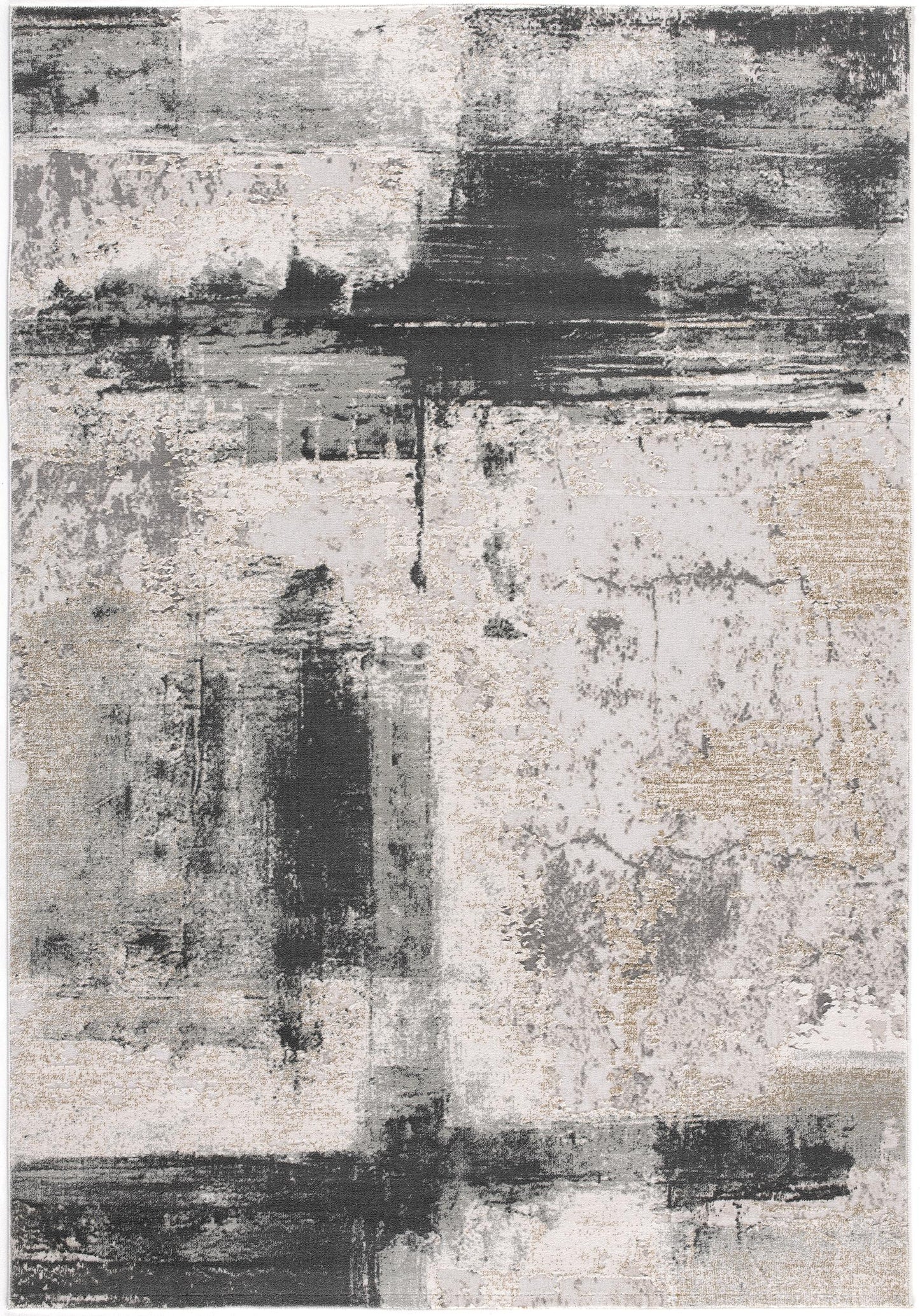 4' X 6' Gray Abstract Washable Non Skid Area Rug - 46.0" (H) x 66.0" (W) x 0.8" (D)