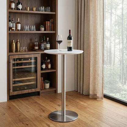 26" White and Silver Rounded Steel Bar Table HomeRoots