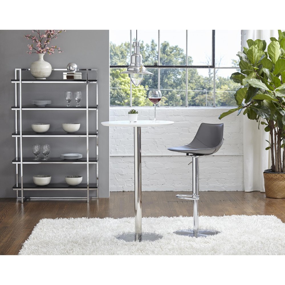 26" White and Silver Rounded Steel Bar Table HomeRoots