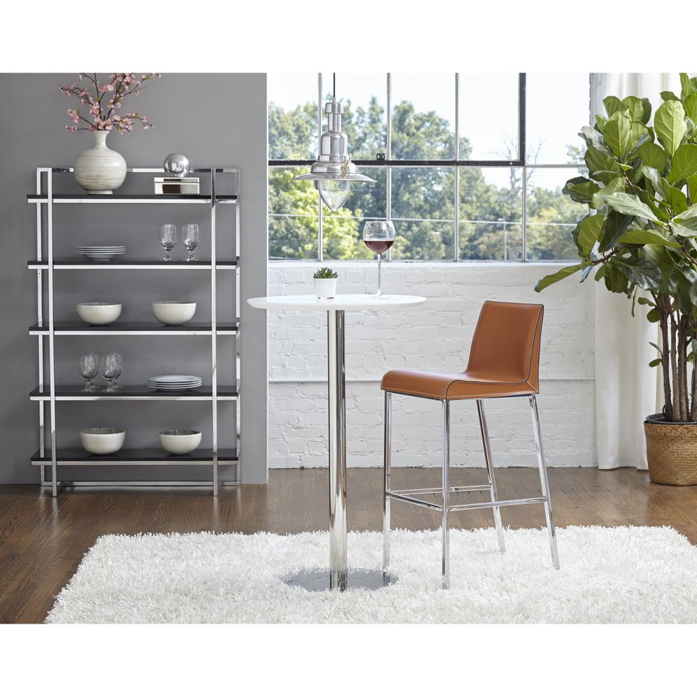 26" White and Silver Rounded Steel Bar Table HomeRoots