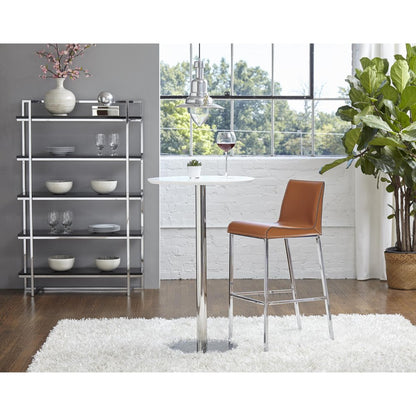 26" White and Silver Rounded Steel Bar Table HomeRoots