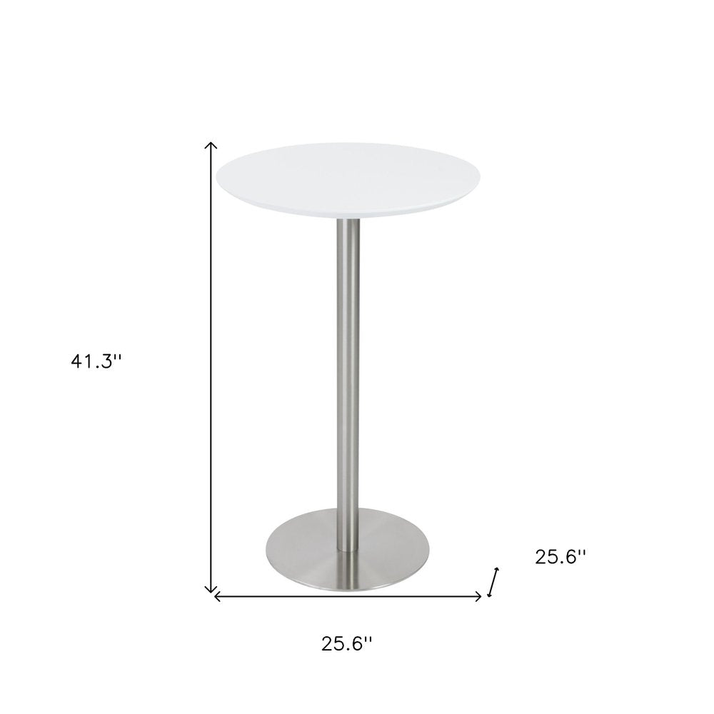 26" White and Silver Rounded Steel Bar Table HomeRoots